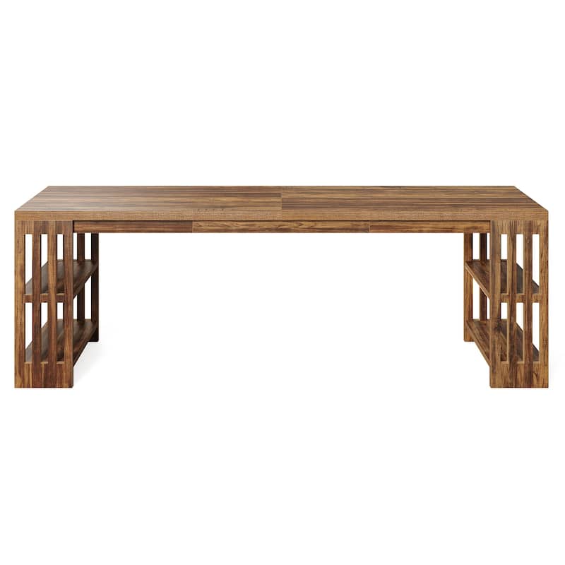 78.7" Two Person Desk with Bookshelf Double Office Desk