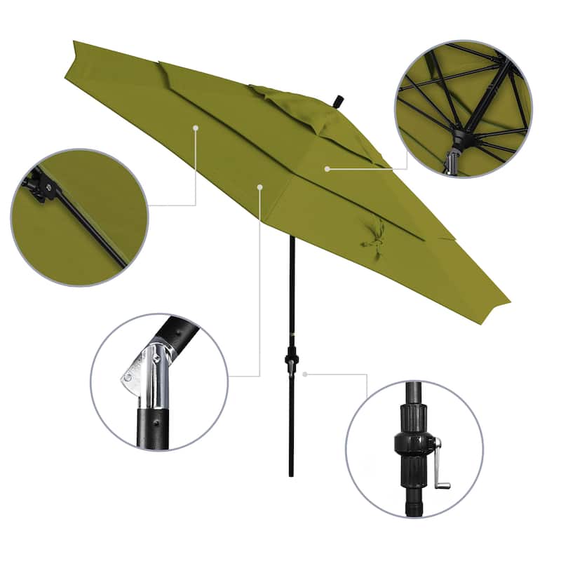 California Umbrella 11' Rd. Alum/Fiberglass Rib Market Umb,Crank Lift/Collar Tilt, Dbl Wind Vent, Black Finish, Olefin Fabric