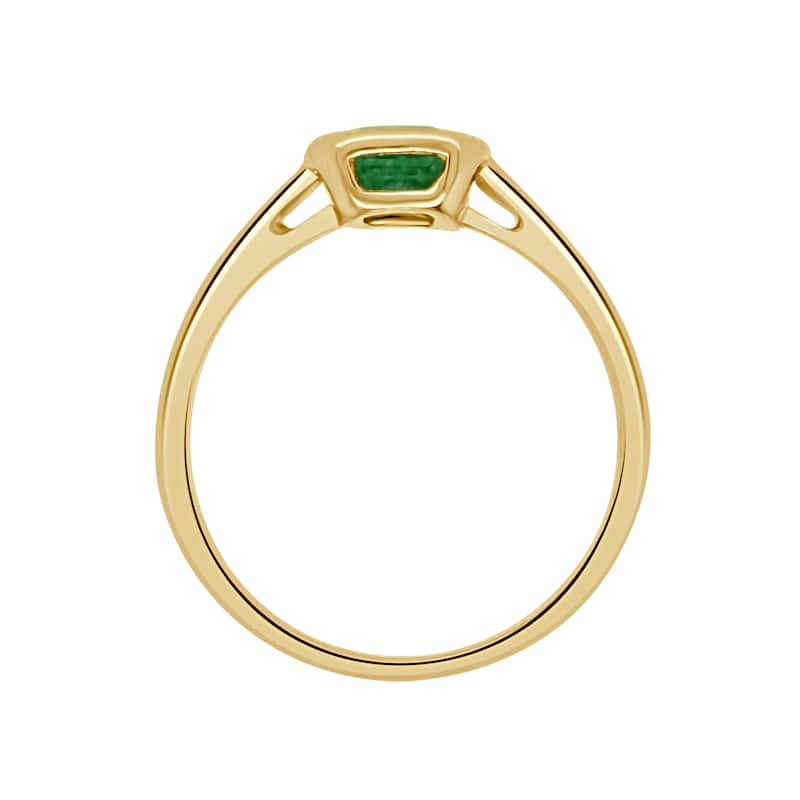 Auriya 14k Gold Emerald-Cut Emerald Bezel Solitaire Ring - 7 - Yellow
