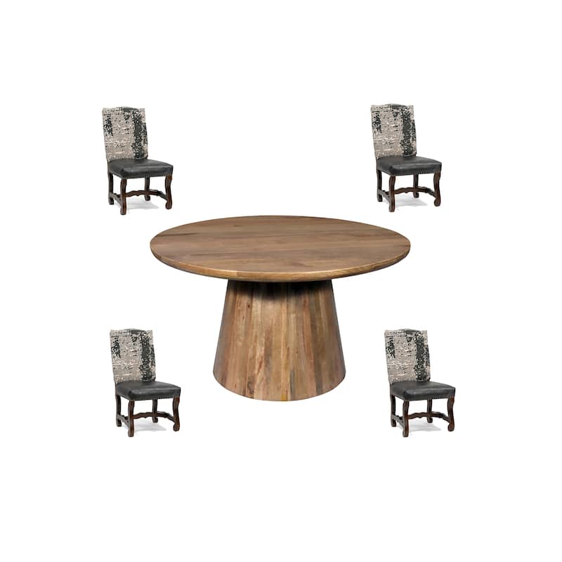 Ava 5-piece Solid Wood Dining Set - Light Brown