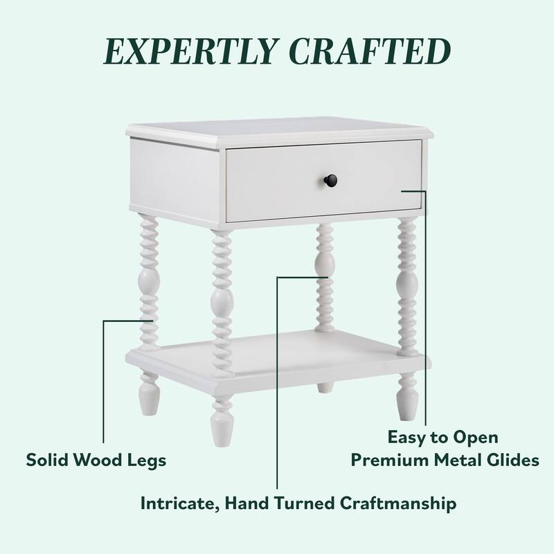 Walker Edison Easy Assembly Solid Wood 1-Drawer Nightstand