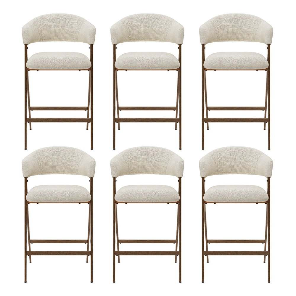 Ergonomic Counter Height Bar Stools with Curved Backrest & Breathable Fabric