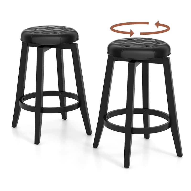 Gymax Set of 4 Swivel Bar Stools 26'' Counter Height Upholstered Seats