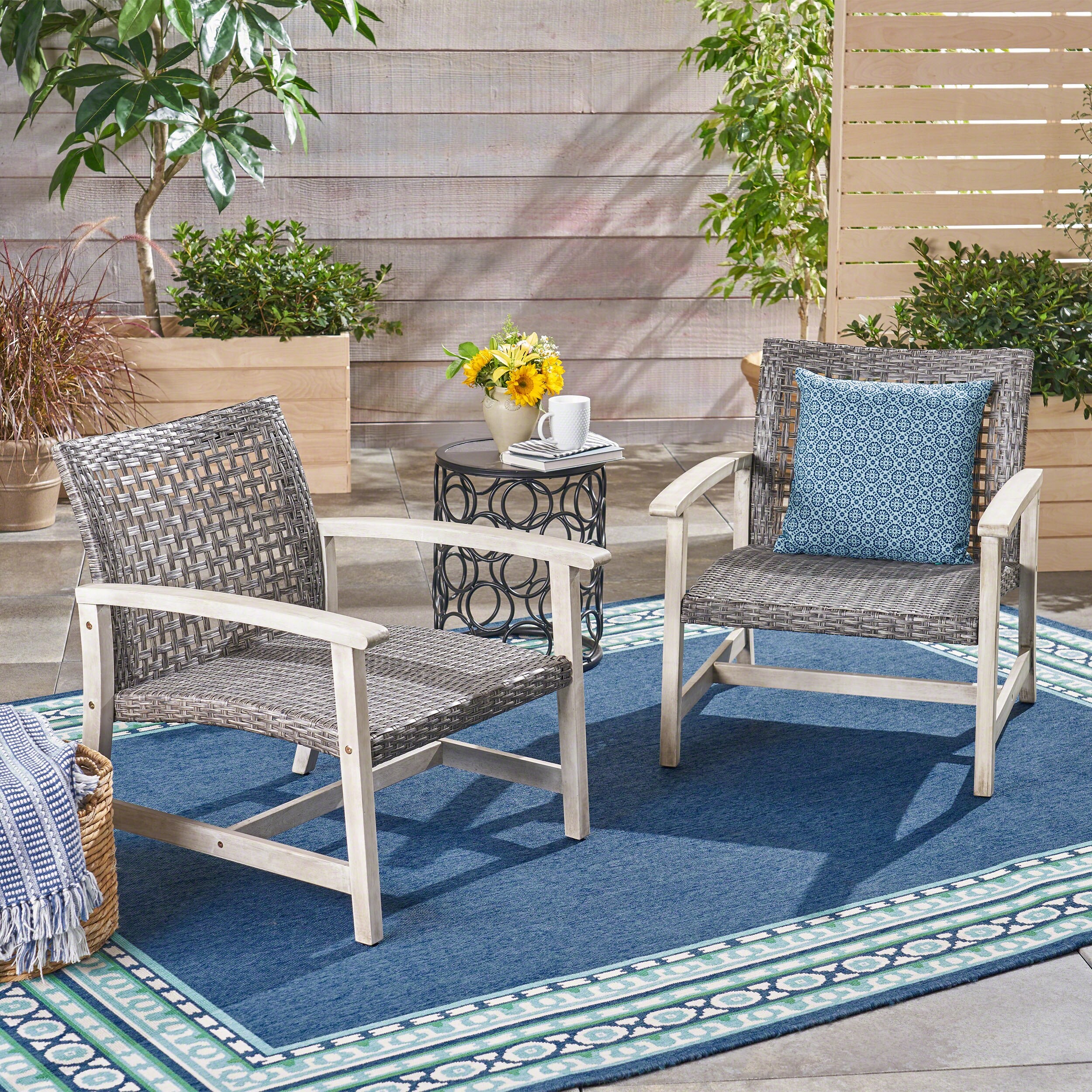 Hampton outdoor mid online century wicker club chair