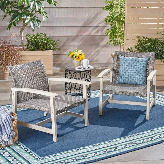 Hampton Wicker Outdoor Club Chair (Set of 2) by Christopher Knight Home