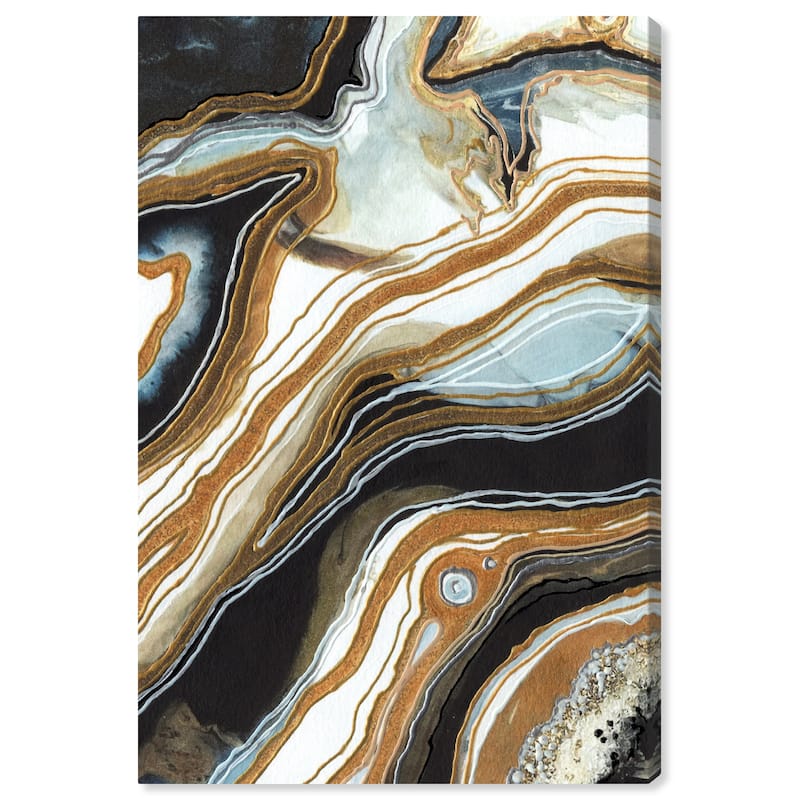 Art Remedy Black And Gold I Gallery Wrapped Mineral, Agate & Geode 1 Piece Canvas Wall Art - 30 x 45
