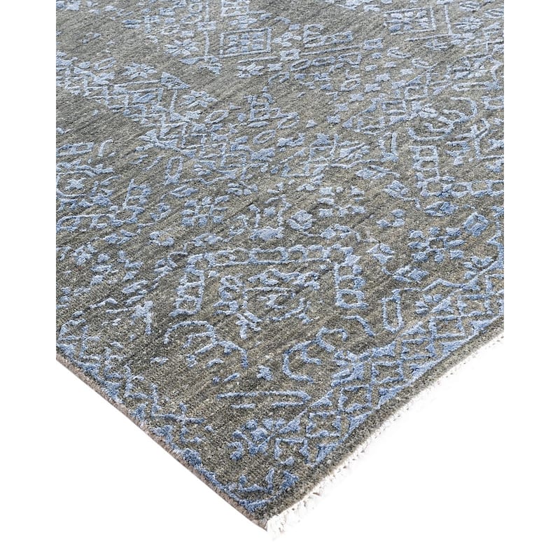 Ikat One-of-a-Kind Hand-Knotted Area Rug, Green - 8' 1" x 10' 1"