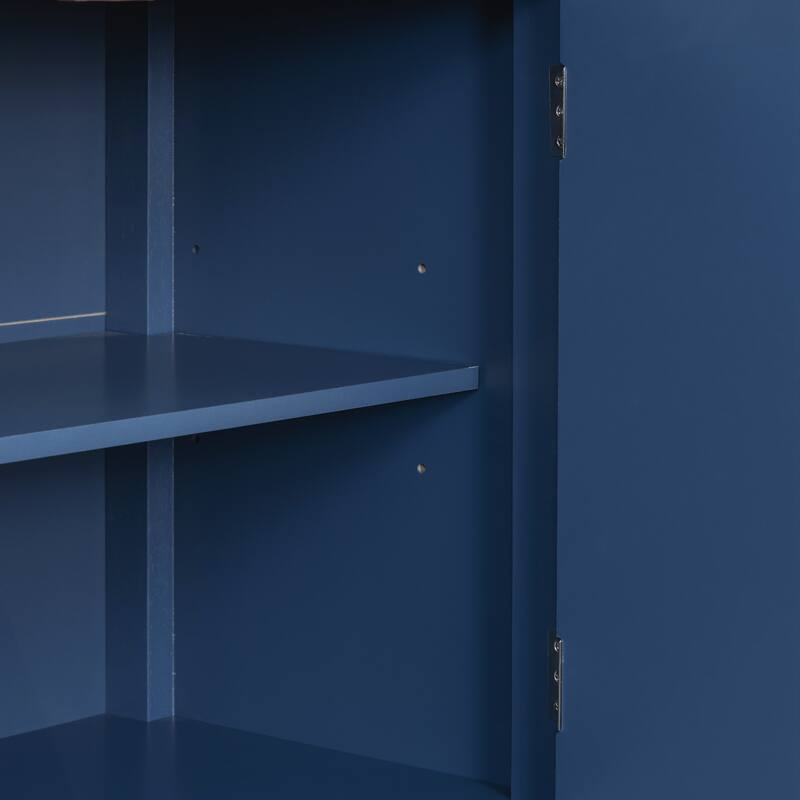 63-Inch Four-Door Sideboard - Geometric Patterned Design with Vintage Metal Handles, Narrow Entryway Table for Living Room