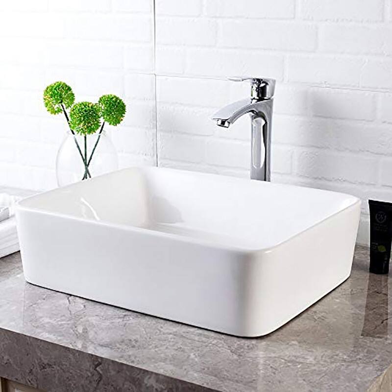 Rectangle Above Counter Porcelain Ceramic Bathroom Vessel Vanity Sink