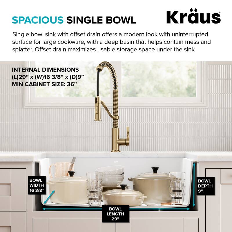 KRAUS Forteza Granite 32 inch 1-Bowl Undermount Kitchen Sink