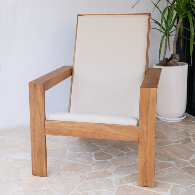 Cambridge Casual Napa Upholstered Teak Wood Outdoor Adirondack Chairs - Natural Teak