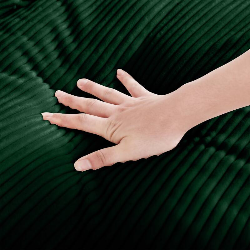 Modern Living Room Chair, Upholstered Fabric Accent Armchair, Corduroy Single Sofa Chair with Ottoman for Office/Bedroom