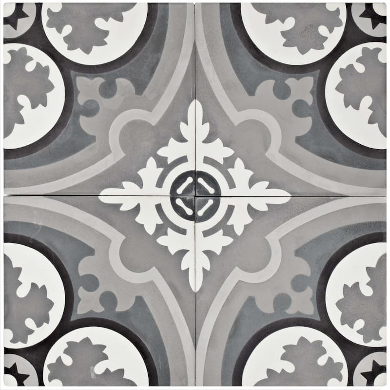 Merola Tile Cemento Queen Mary Storm 7-7/8" x 7-7/8" Cement Floor and Wall Tile