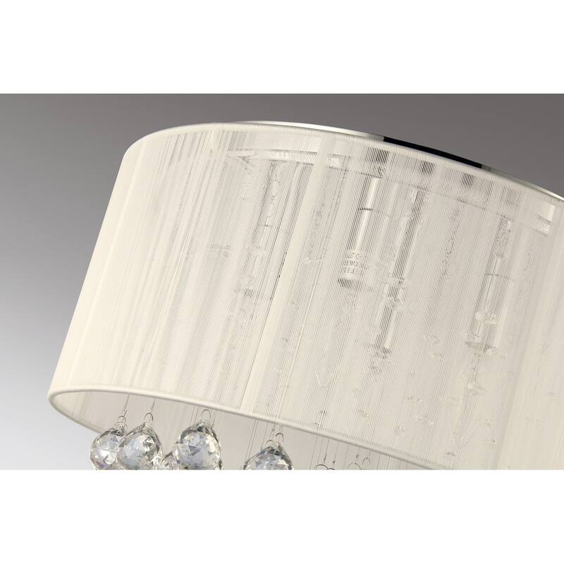 4-Light White Thread and Chrome Flush Mount with Hanging Crystals