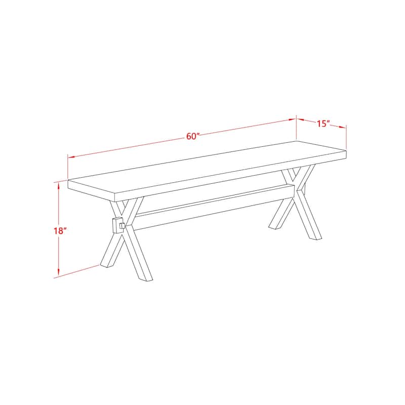 HomeStock 3-Piece Rectangle Natural Oak Finish Solid Wood Top Dining Table with 2-Benches