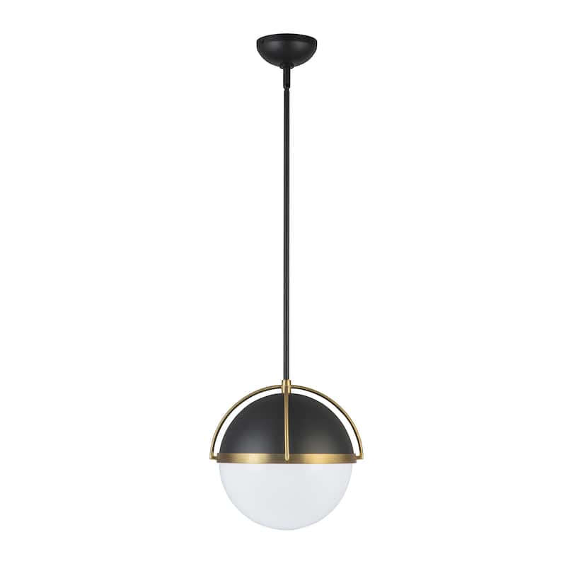 Artcraft Dahlia 1-Light Pendant 15.4" - Semi-Matte Black with Brushed Brass Accent