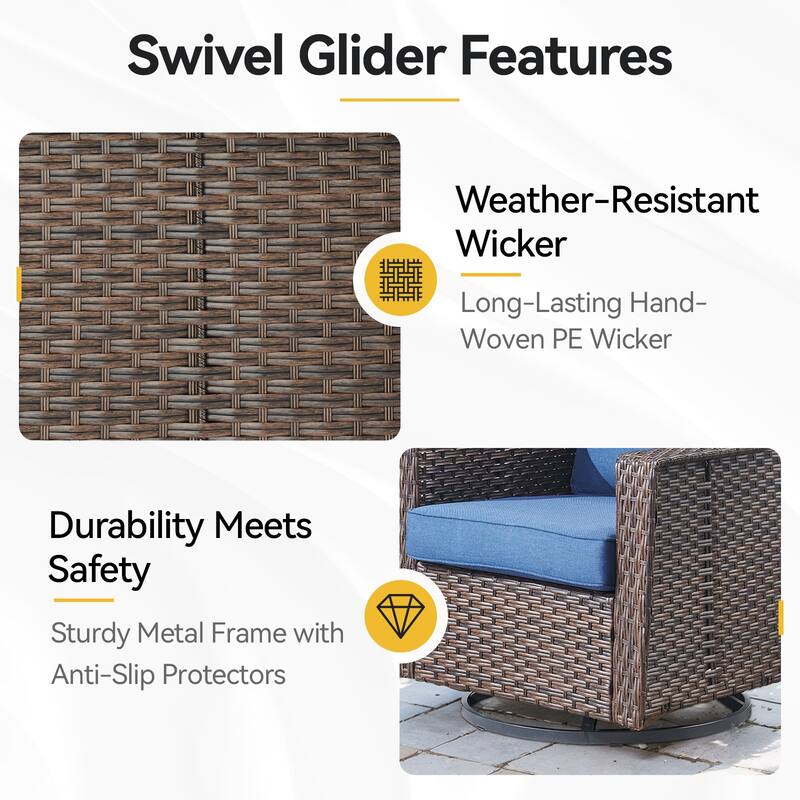 Wicker Outdoor Swivel Rocker Patio Chairs