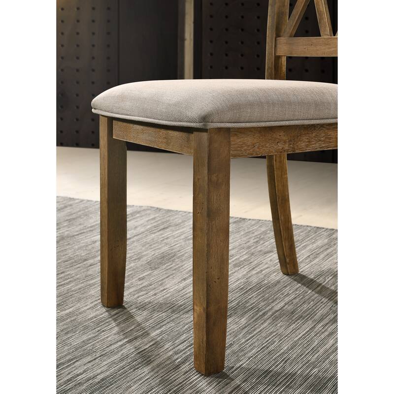 Roundhill Furniture Windvale Upholstered Cross-back Dining Chair, Set of 2