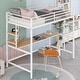preview thumbnail 1 of 24, Twin Metal Loft Bed with Desk and Shelves, Space-Saving Design, Sturdy Frame White