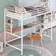 preview thumbnail 2 of 11, Useful Design Metal Loft Bed With Two Shelves and Built-in Dsek, Efficient space, Twin Size, White