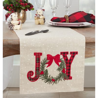 Christmas Table Runner With Joy Design - 16"x70"