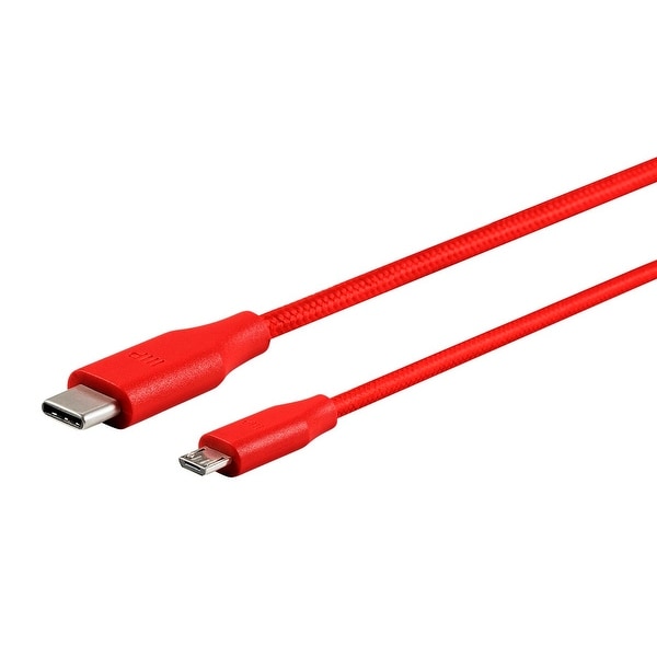 C to Micro B 2.0 Cable 3ft Monoprice USB Type Blue Braided 480Mbps 2.4A