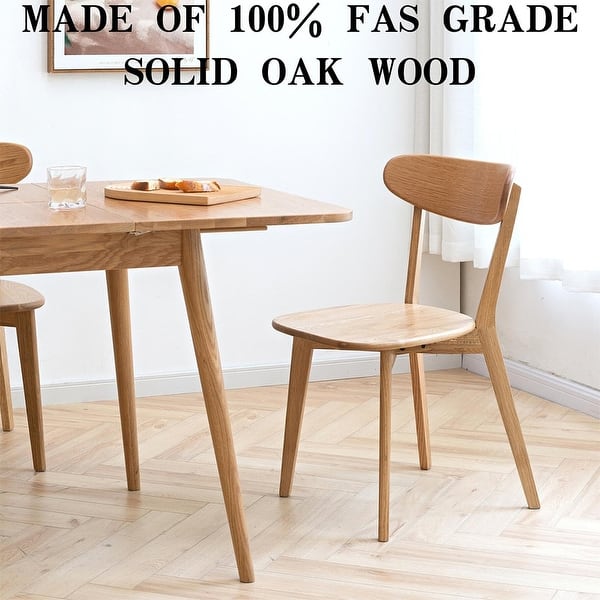 Wood Dining Chairs, Solid Oak Wood Chairs w/ Backrest Seat On