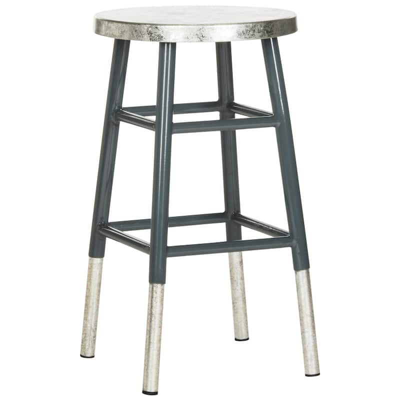 SAFAVIEH Verlene 24 Inch Silver Dipped Black / Silver Counter Stool - 13.5" x 13.5" x 24" - 14Wx14Dx24H