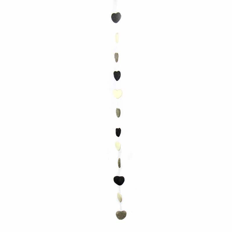 The Curated Nomad Thrift Handmade Felted Wool String of Hearts Hanging Garland