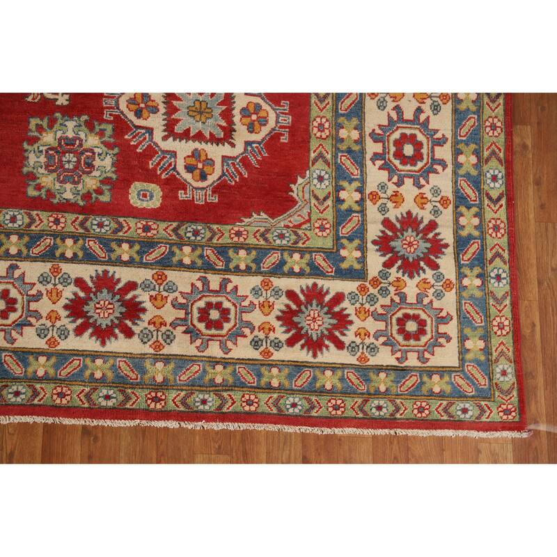 Hand Knotted Oriental 100% Wool Carpet Traditional Geometric Red Kazak Area Rug - 15' 10'' X 9' 9''