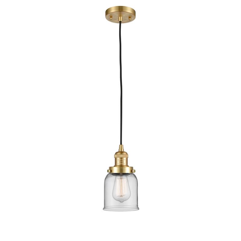 Innovations Lighting Franklin Restoration Bell - 1 Light 5" Cord Hung Mini Pendant - Clear/Satin Gold