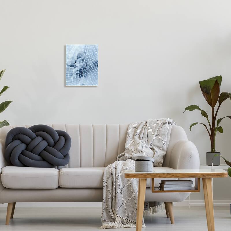 Stupell Abstract Blue Squares Shapes Modern White Outlines Wood Wall Art, Design by Regina Moore