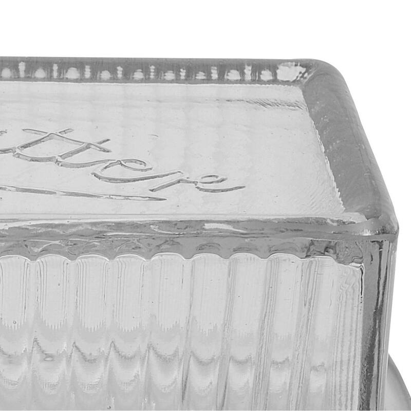 Clear Pressed Glass Butter Dish with Lid