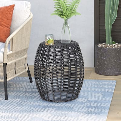 16in Wicker Side Table