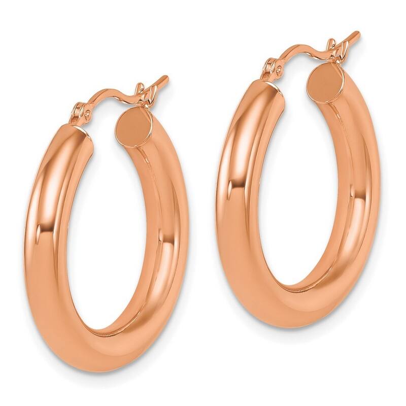 Curata 14k Rose Gold Polished Polished Hoop Earrings - 25x25mm