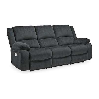 Wie 87 Inch Power Recliner Sofa, USB, Slate Gray Poly Chenille Upholstery