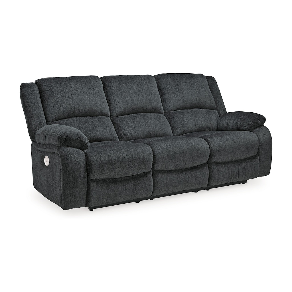 Wie 87 Inch Power Recliner Sofa, USB, Slate Gray Poly Chenille Upholstery