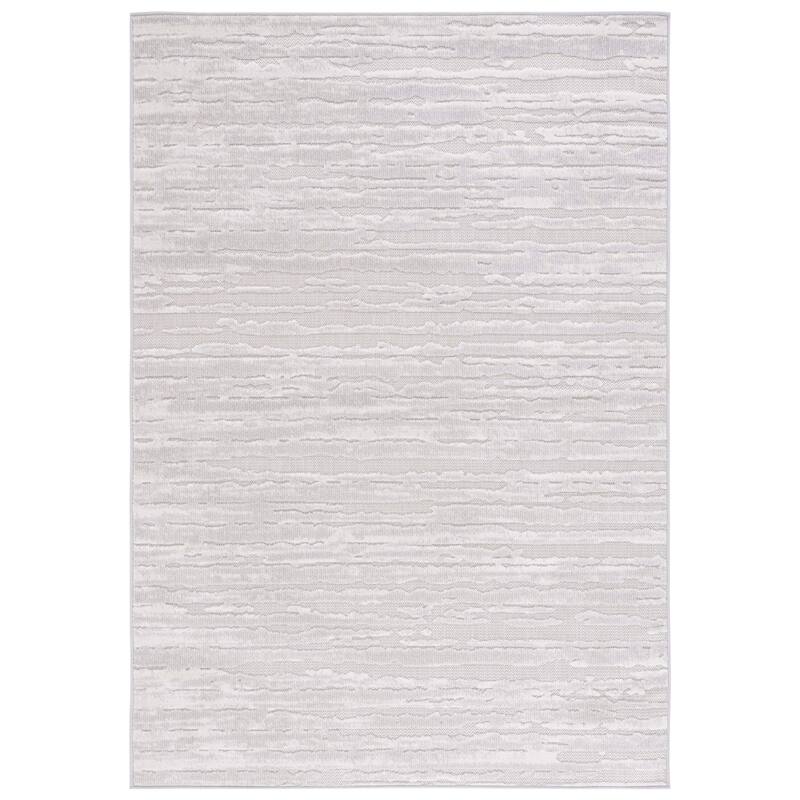 SAFAVIEH Cabana Kubra Indoor/ Outdoor Modern Rug - 6'7" Square - Grey/Ivory