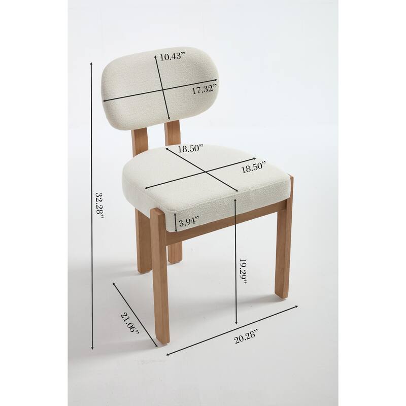 Wooden Dining Chairs Set of 2, Modern Fabric Upholstered Dining Room Chair