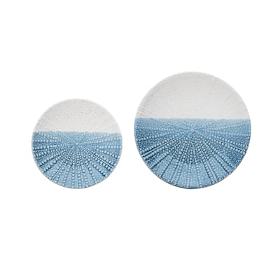 Blue & Bisque Sea Urchin Plate Set Of 2 Décor Decoration