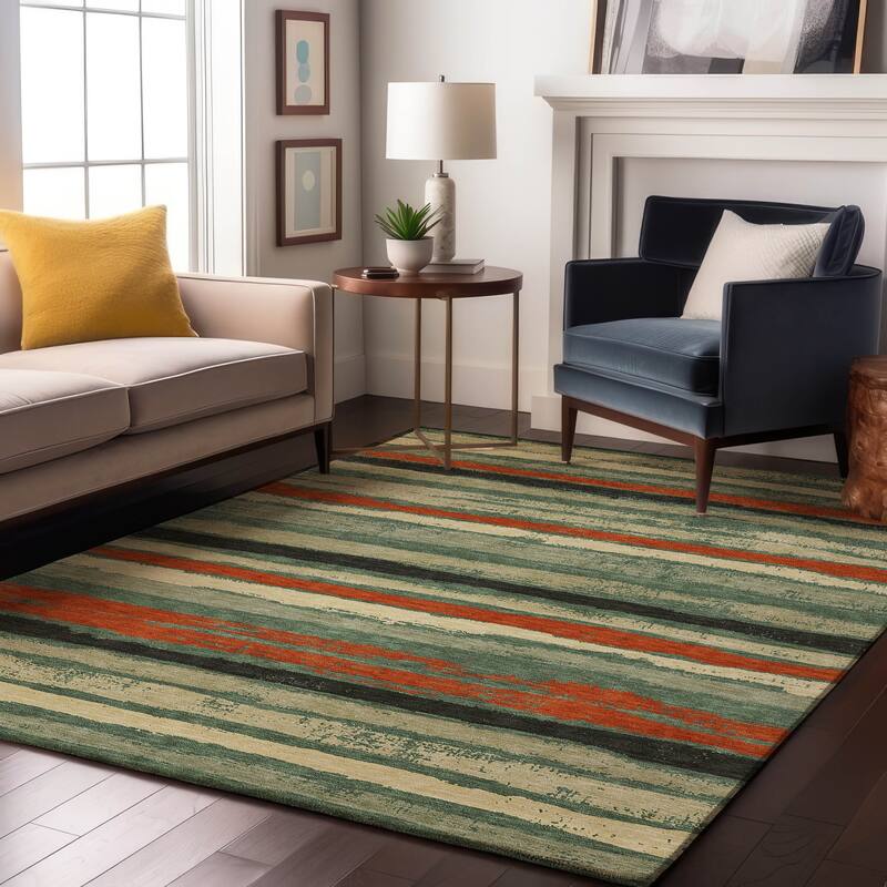Premium Washable Super Soft Stripe Mayfield Rug - Sage - 3' x 5'