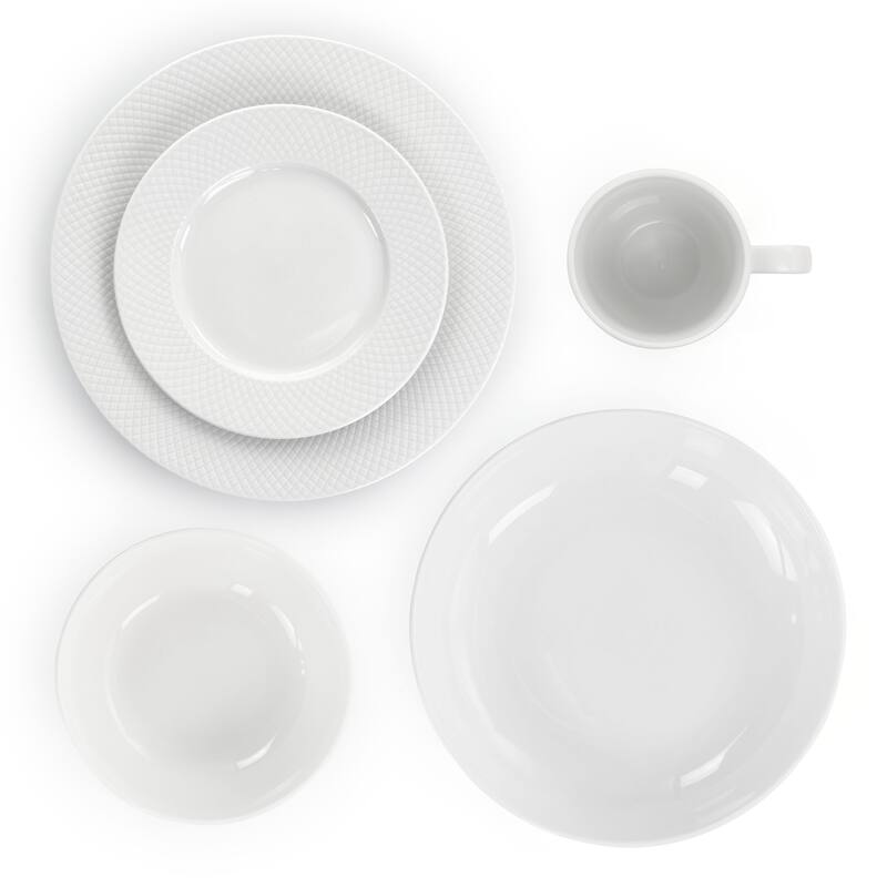 Diamond Edge Round Dinnerware 18 Piece Set in Daisy