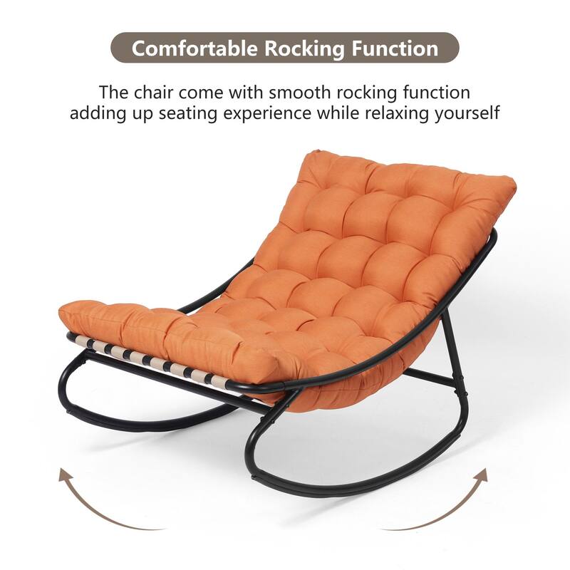 Outdoor Metal Frame Rocking Chair with Water-Resistant Cushions
