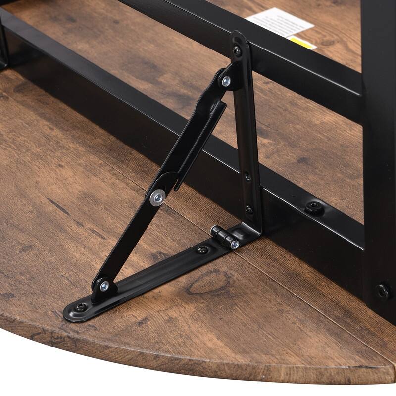 Rustic 3-Piece Round Dining Table Set with Drop Leaf and 2 Chairs