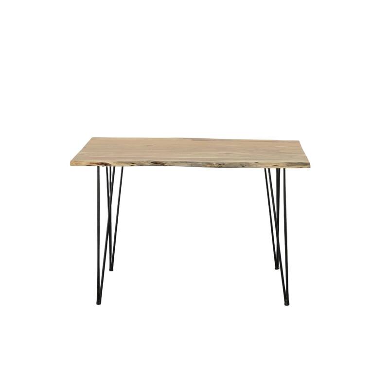 Solid Rectangular Wooden Dining Table - 48" - Brown and Black