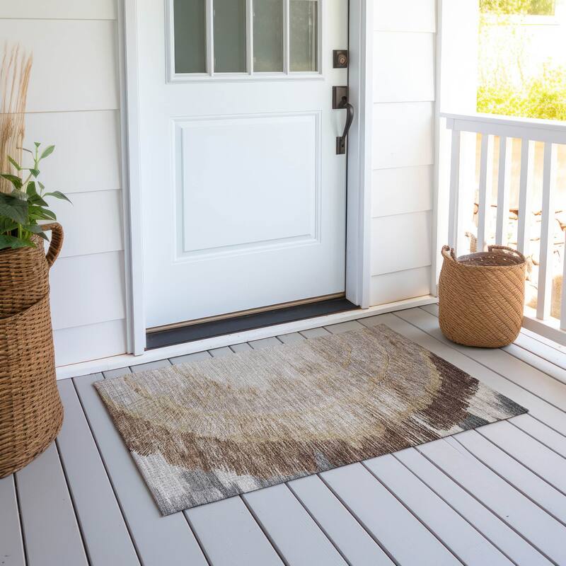 Machine Washable Indoor/ Outdoor Chantille Modern Burst Rug