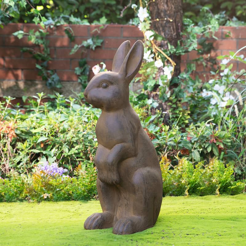 Glitzhome MgO Standing Rabbit Garden Yard Statue Bunny Figurines