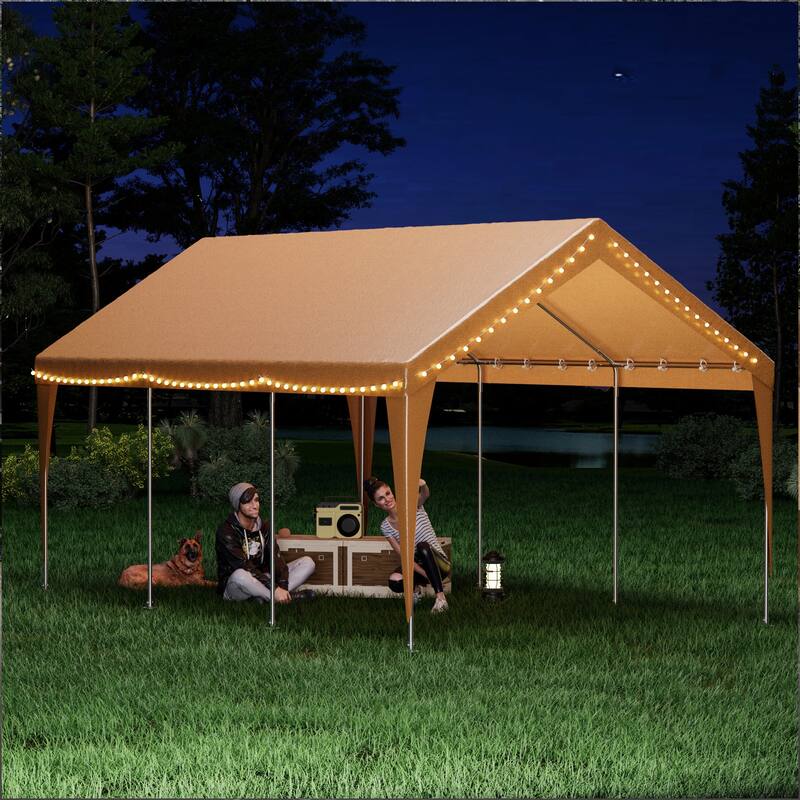 Heavy Duty Carport, All-Weather Waterproof Shelter with Steel Frame for Cars, Boats & Equipment
