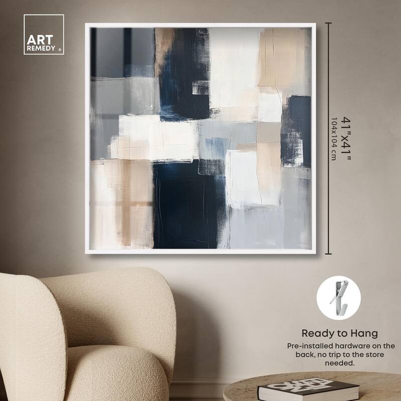 Blue and Tan Abstraction I Shadowbox by Art Remedy