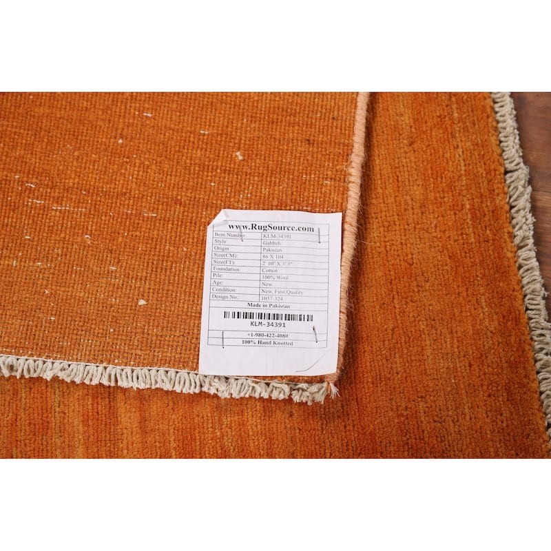 Modern Gabbeh Oriental Square Rug Hand-Knotted Wool Carpet - 2'10"x 3'5"